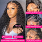 YIJUNDEMA Deep Wave Human Hair Lace Front Wigs 200% Density 13x6 HD Transparent Lace Front Wigs Human Hair Glueless Wigs Human Hair Pre Plucked Deep Curly Human Hair Wig for Black Women 24 Inch