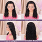 Hihmarm Deep Wave Bob Wig Human Hair 13x6 HD Lace Front Wigs Human Hair Pre Plucked Glueless Wig Frontal Curly Bob Wigs for Black Women 180 Density Wet and Wavy Natural Color 18 Inch