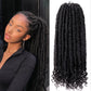 Goddess Locs Crochet Hair 6 Packs, 18 Inch Straight Faux Locs Crochet Braids, Pre-Looped Curly Soft Synthetic Braiding Hair Extensions for Black Women(18 Inch, 6 Packs, 1B#)
