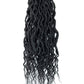 Faux Hair Goddess Locs Crochet Hair 6Packs 24Inch Pre-looped with Soft Curly Ends Dreadlocks Wavy Faux Crochet Locs Synthetic Braids Extensions 72strands(24'', 1B)