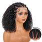 SUPERNOVA Curly Human Hair Wig 13x4 Lace Front Wigs Human Hair Half-Cornrows Half-Deep Curly Wig Pre Plucked Pre Styled Braid Wigs For Black Women 200 Density 16 Inch