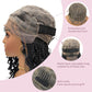 Janyuwool 18" Boho Knotless Box Braided Wigs Full Double Lace Short Braid Wig for Black Women Lace Frontal Human Hair Blended Braided Wig with Boho Curls Lace Front Braids Wigs with Baby Hair (Black)