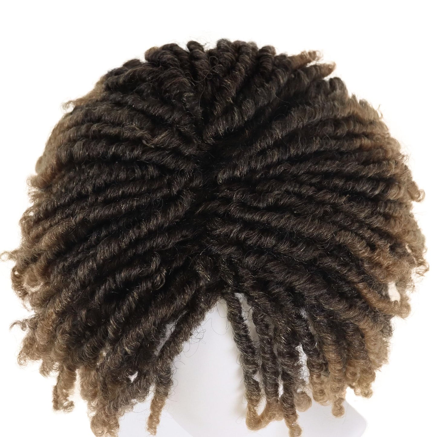 GNIMEGIL Mens Dreadlock Wig Ombre Light Brown Curly Hair Male Fake Dreads Loc Short Braided Wig with Bangs Realistic Twist Rasta Wigs Cosplay