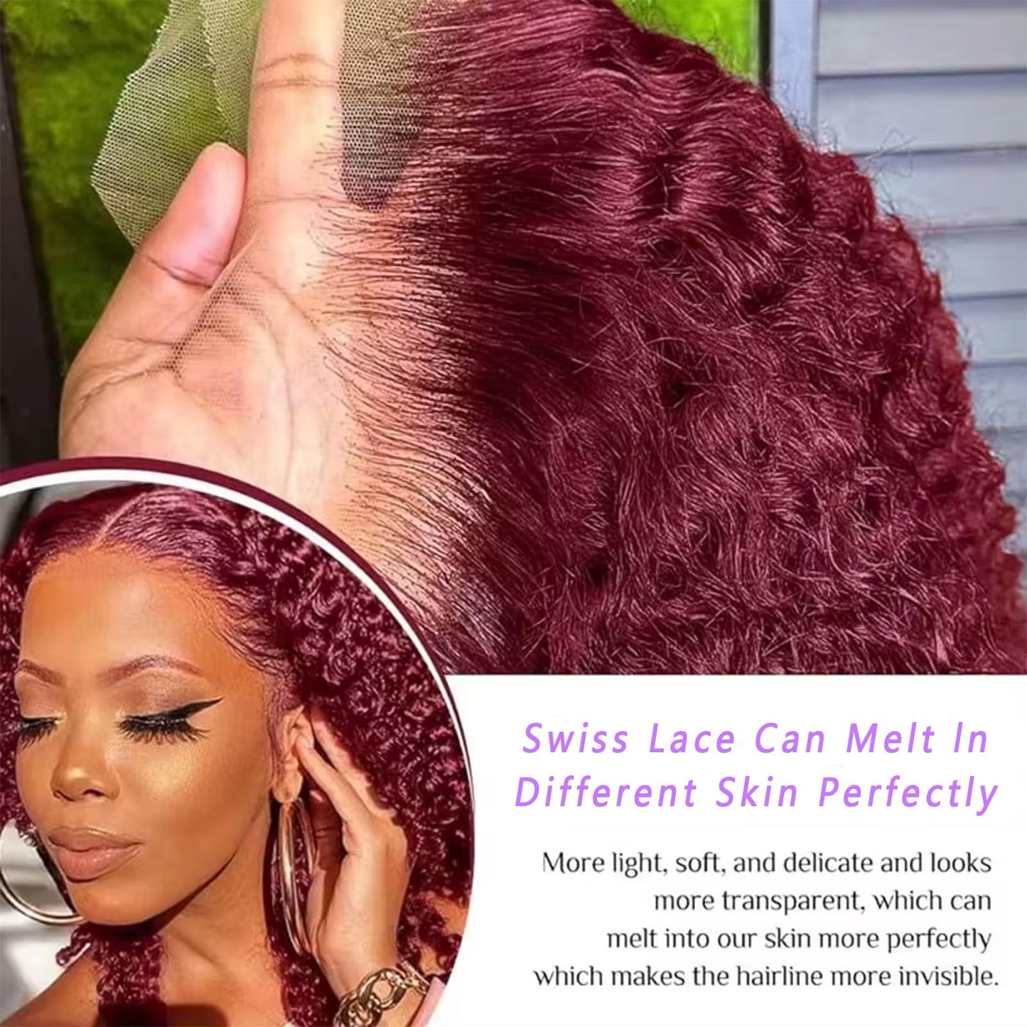 Punmasa 18 Inch Bob Wig Human Hair 13x6 Frontal Lace Wig 200% Density 99J Burgundy Lace Front Wigs Human Hair Pre Plucked Bob Wigs for Women 99J Deep Curly human hair