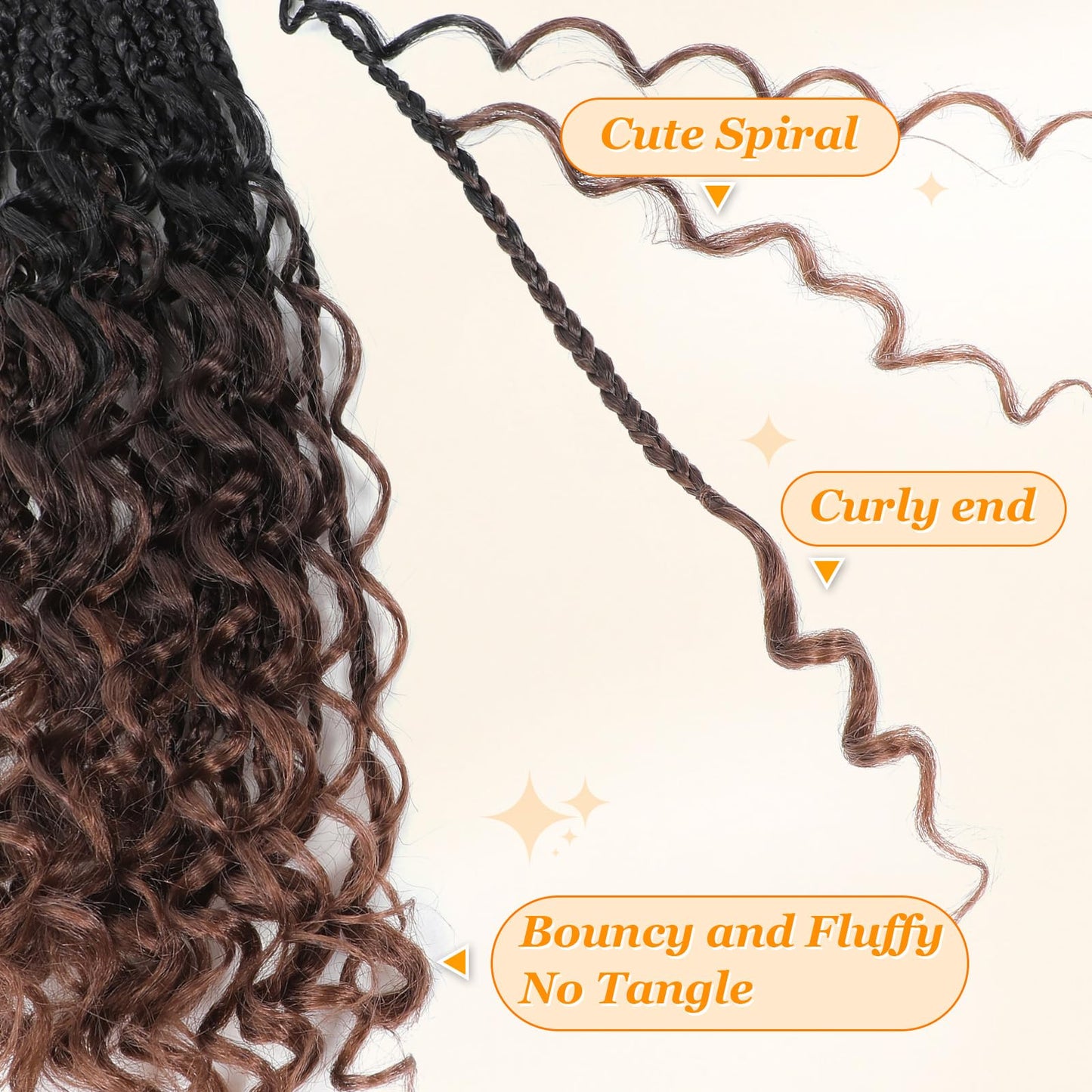 Yewell Goddess Box Braids Crochet Hair 10 Inch Boho Crochet Box Braid With Curly Ends, 9 Packs Bohomian Box Braids Crochet Hair For Black Women Pre Looped Box Braids Crochet Hair (10Inch,1B/4/30)
