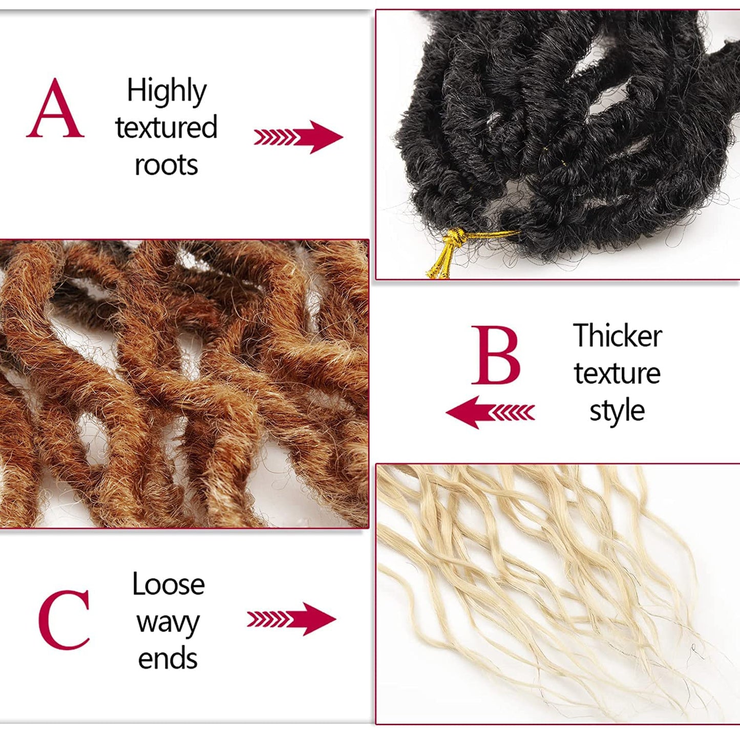 Faux Locs Crochet Hair 24Inch Goddess Locs Crochet Hair, 6Packs Pre Looped Wavy Locs Soft Locs Curly Ends Dreadlocks Faux Crochet Locs Synthetic Crochet Braids Hair Extensions (1B/30/613, 24'')