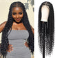 Olymei 360° HD Full Lace Braided Wigs for Women Knotless Boho Braided Wigs Twisted Braid Lace Wig with Baby Premium Synthetic Blended Braid Lace Front Wig Black 36"