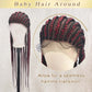 Alebery 36" Full Lace Braided Wigs for Black Women Jumbo Box Braids Lace Front Wig with Baby Hair Lightweight Synthetic Lace Frontal Black Cornrow Twisted Wigs (Burgundy Mixed Black)