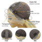 Fugady Blonde Ombre Glueless Layered Straight Lace Front Bob Wig With White Highlight 200 Density Pre Plucked Synthetic Heat Resistant Gold Wig With Baby Hair Colorful Lace Wigs For Women 22 inches