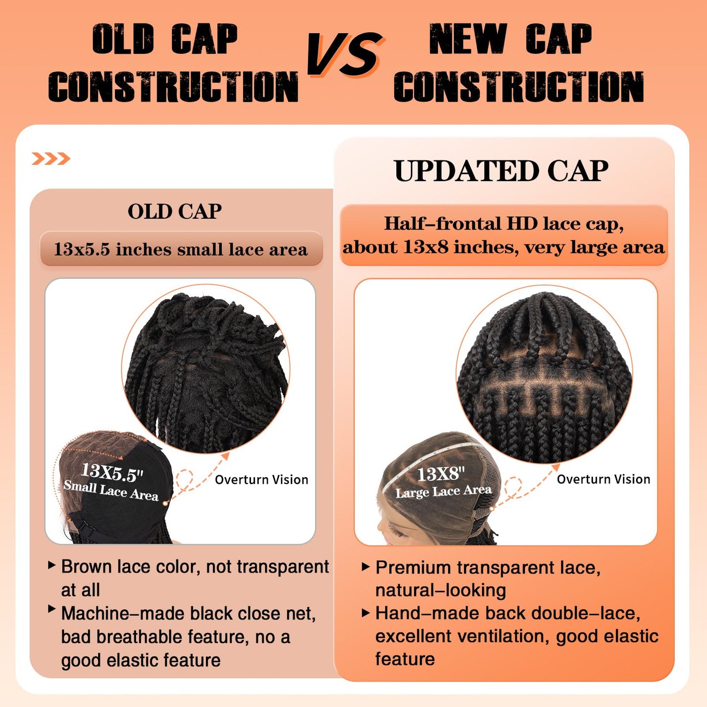 Brinbea 13x8'' HD Lace Front Knotless Short Braided Wigs for Women Bob Box Braid Wig with Baby Hair Premium Synthetic Braided Lace Front Wigs Black 14 Inch