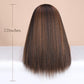 WIGNEE Brown Highlights Kinky Straight Headband Wig for Women 22 Inches Yaki Straight Wigs with Black Headband Kinky Straight Wigs for Black Women (2A/30# Highlights, 22 Inch)