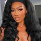 FANCEE Yaki Wavy Headband Wigs Black Kinky Straight Wear and Go Wig with Curly Wavy Ends for Mom on the Go Synthetic Headband Blow Out Style Natural Hair Wig for Black Women