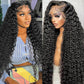 Gearina 26inch Deep Wave Lace Front Wigs Human Hair 200 Density 13x6 HD Transparent Lace Front Wigs for Women Deep Curly Lace Frontal Pre Plucked Wig Human Hair Glueless Wigs Natural Black