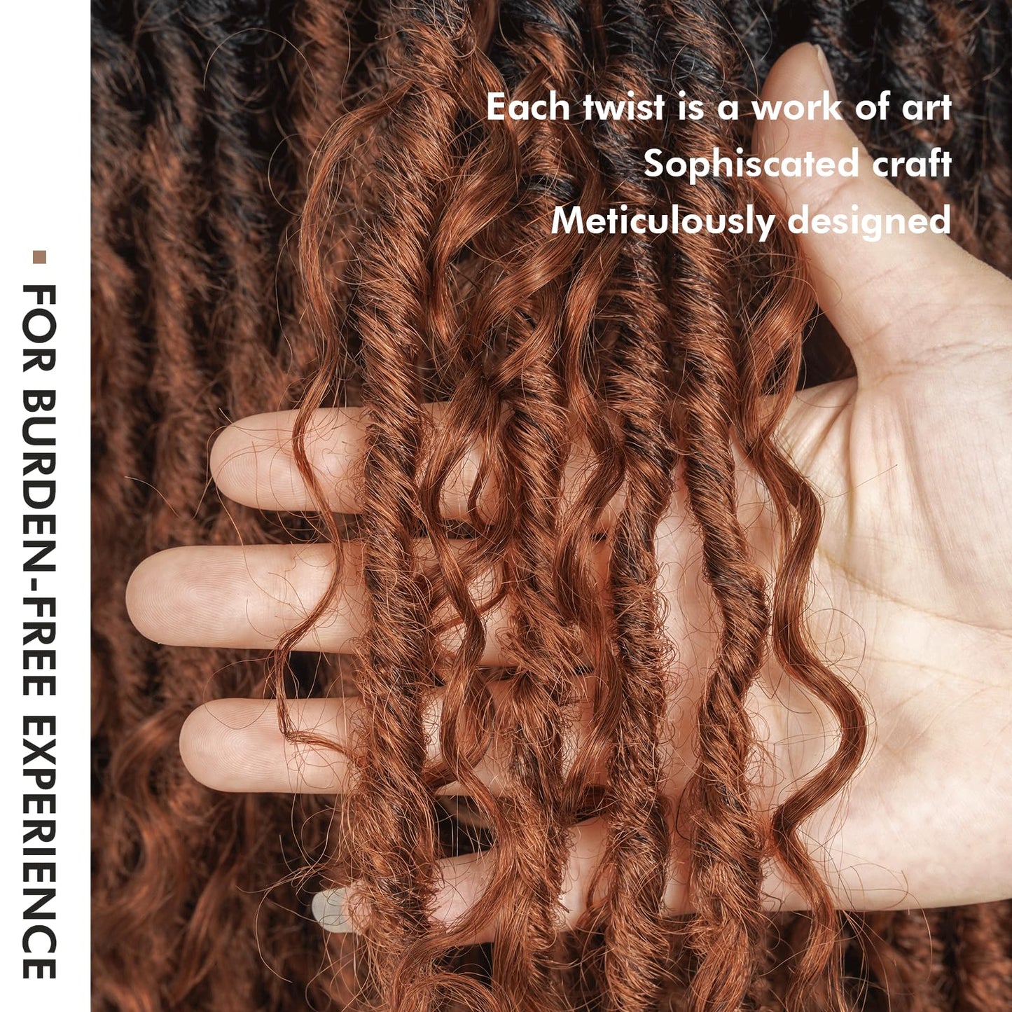 Toyotress Boho Human Hair Locs - 16 Inch 8 Packs Pre-Looped Crochet With Human Hair Curls, Ombre Brown Faux locs With Curly Ends Braiding Synthetic Hair Extensions (16 Inch, 8P-OT30)