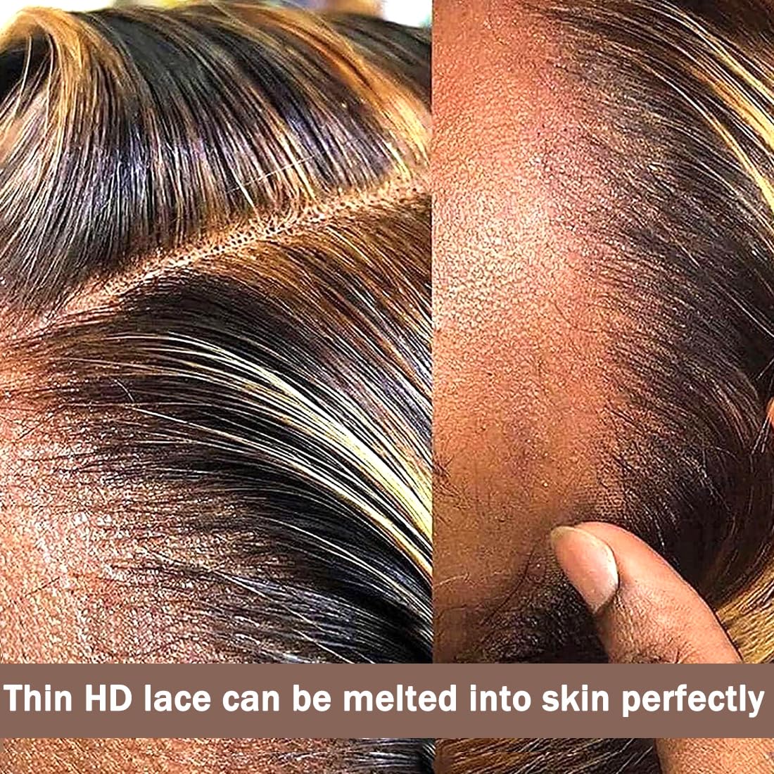 KVFCT 24 inch Ombre Highlight 13x6 Deep Wave Lace Front Wigs Human Hair 200% Density Honey Blonde 4/27 Curly Human Hair Wigs HD Lace Front Glueless Wigs Pre Plucked with Baby Hair Deep Wave Wig