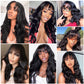 Lativ Body Wave Human Hair Wigs with Bangs None Lace Front Wigs 150% Density Brazilian Virgin Hair Glueless Machine Made Wigs for Black Women Natural Color(28 Inch, Body Wave)
