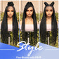 FAVE Braided Wig Box Braid Wig with Baby Hair Braided Wigs for Black Women Full Lace 28 IN Knotless Braided Wigs for Black Women Box Braid Wig for Small Head -1B