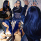 BrownBomb Dark Blue Wear and Go Glueless Wigs Pre Plucked Pre Cut for Beginners Synthetic Lace Front Wig for Woman Long layered Straight Wigs with Bangs 26 Inch 3 Seconds to Wear for Beginners