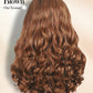 FANCEE Yaki Wavy Headband Wigs Ombre Brown Kinky Straight Wear and Go Wig with Curly Wavy Ends for Mom on the Go Synthetic Headband Blow Out Style Natural Hair Wig for Black Women 0T/30