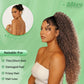 Youthfee Drawstring Ponytail for Women Deep Curly Ponytail Extension Synthetic Mixed with Human Hair Ponytails Light Brown Afro Kinky Curly Pony for Daily wear,27 Inches