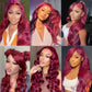 QZOQZO 99j Burgundy Lace Front Wigs Human Hair 13x6 Body Wave Lace Front Wigs Human Hair Pre Plucked Glueless Red Wig Wine Red Lace Front Wigs for Women Reddish Brown 180% Density 22Inch