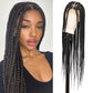 Lexqui 360° HD Full Lace Braided Wigs for Black Women Box Braid Wig Large Triangle Knotless Lace Braid Wig Synthetic Hair Lace Front Braided Wigs with Baby Hair 36" Black