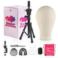 23 Inch Wig Head,Wig Stand Tripod with Head,Canvas Wig Head Stand with Mannequin Head for Wigs,Manikin Head Block Set for Wigs Making Display with Wig caps,T Pins Set,Bristle Brush