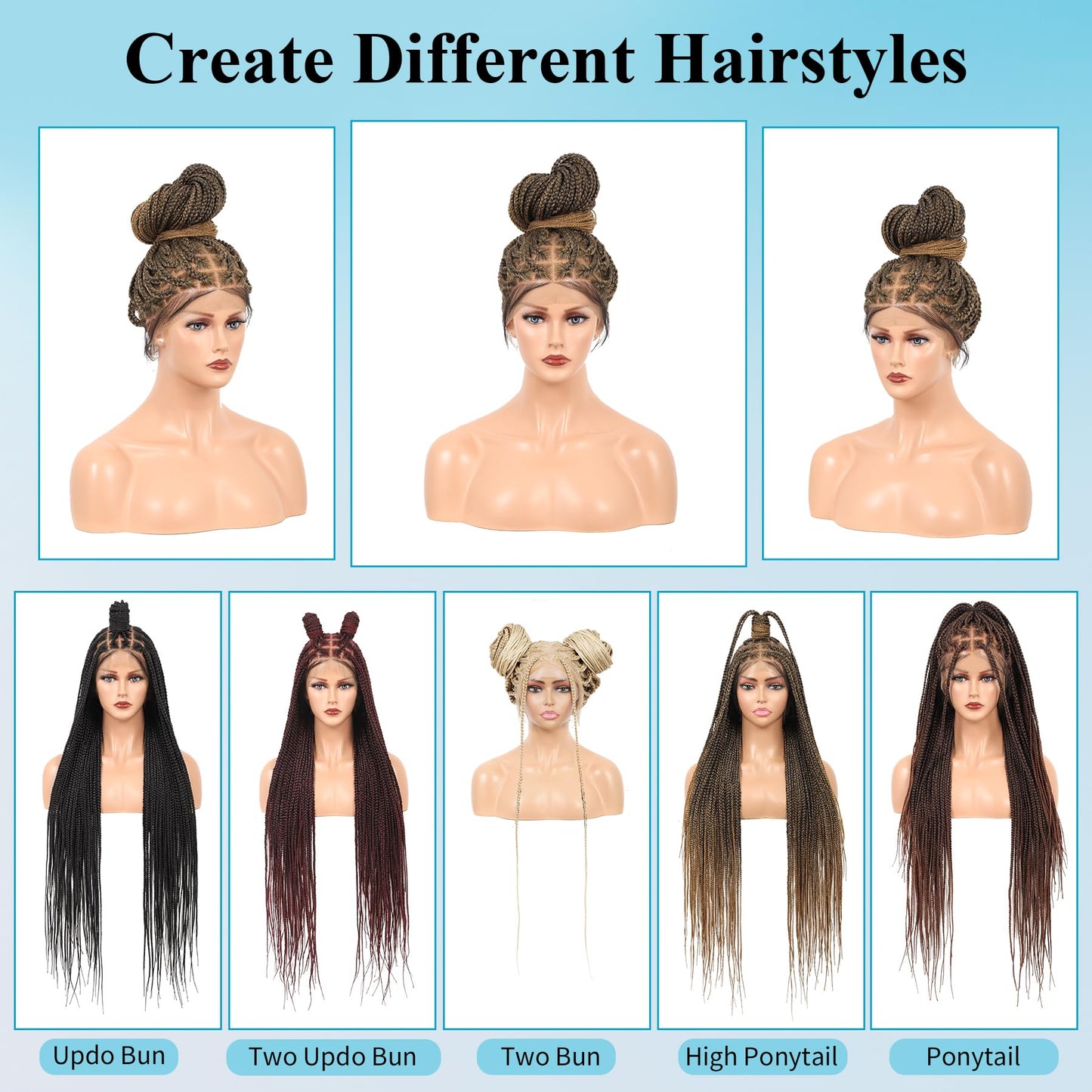 Olymei 360° Hd Full Lace Knotless Braided Wigs for Women Box Braid Wig with Baby Hair Premium Synthetic Long Light Brown Braided Lace Front Wigs 36Inch
