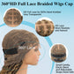 Olymei 360° HD Full Lace Front Knotless Braided Wigs for Black Women Boho Braided Wigs with Baby Hair Box Braid Wig Premium Synthetic Braid Lace Front Wig with Curly End Light Brown 36"