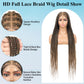 Olymei 360° HD Full Lace Large Square Knotless Braided Wigs for Women Box Braid Wig with Baby Hair Long Light Brown Premium Synthetic Braided Lace Front Wigs 36"