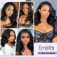 Emistar Long Wave V Part Wig, Natural Looking U Part WigSoft Synthetic Hair as Human Hair, Wear And Go Glueless Half Wigs for Black Women (Black, 14 Inch)