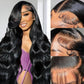 Zalvian 32 Inch 13x6 Lace Front Wigs Human Hair Pre Plucked HD Transparent Lace Frontal Real 180% Density Body Wave Lace Front Wigs Glueless Wigs with Baby Hair for Women Natural Black