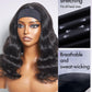 Justres Headband Wig Human Hair Body Wave Headband Wigs for Black Women None Lace Front Wig Wear and Go Glueless Wig Brazilian Virgin Human Hair Wig 180% Density Wigs Natural Color 18 Inch