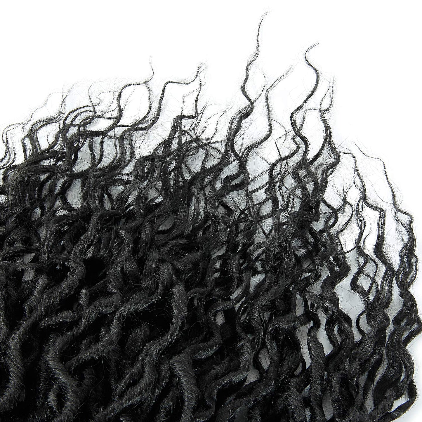 Faux Hair Goddess Locs Crochet Hair 6Packs 24Inch Pre-looped with Soft Curly Ends Dreadlocks Wavy Faux Crochet Locs Synthetic Braids Extensions 72strands(24'', 1B)