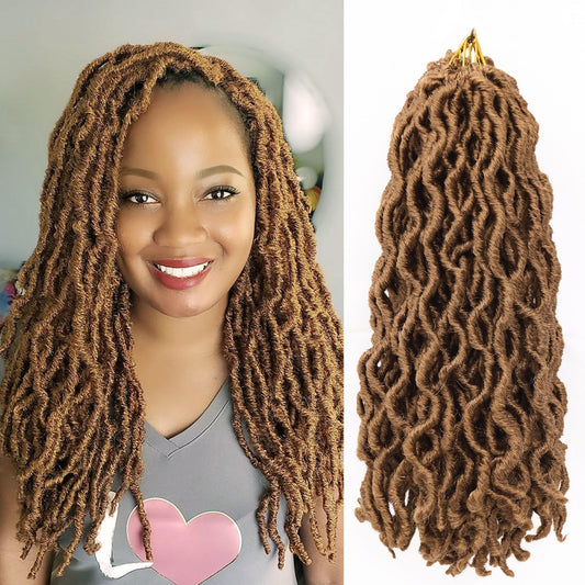 14 Inch Wavy Gypsy Locs Crochet Hair 6 Packs Blonde Goddess Faux Locs Crochet hair African Roots Synthetic Braiding Hair Extensions for Black Women, 27#