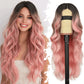 Eawwii Ombre Pink Wig for Women Long Wavy 4x1 Lace Natural Hairline Glueless for Beginners Middle Part Synthetic for Daily Party Use 26Inch