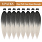 8 Packs Pre Stretched Braiding Hair, 20 Inch Braiding Hair Pre Stretched Yaki Texture, Hot Water Setting, Easy To Install Professional Synthetic Ombre Braiding Hair(20in,1B/Silver)