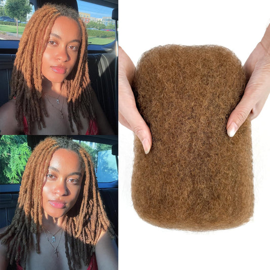 Afro Kinkys Bulk Human Hair for Braiding 14 Inch 30# Light Brown Afro Kinky-curly Human Hair Bulk for Twist Soft 4C Cuban Kinkycurly Bundles for Mini Twists Braids/Dreadlock Extensions/Loc Repair