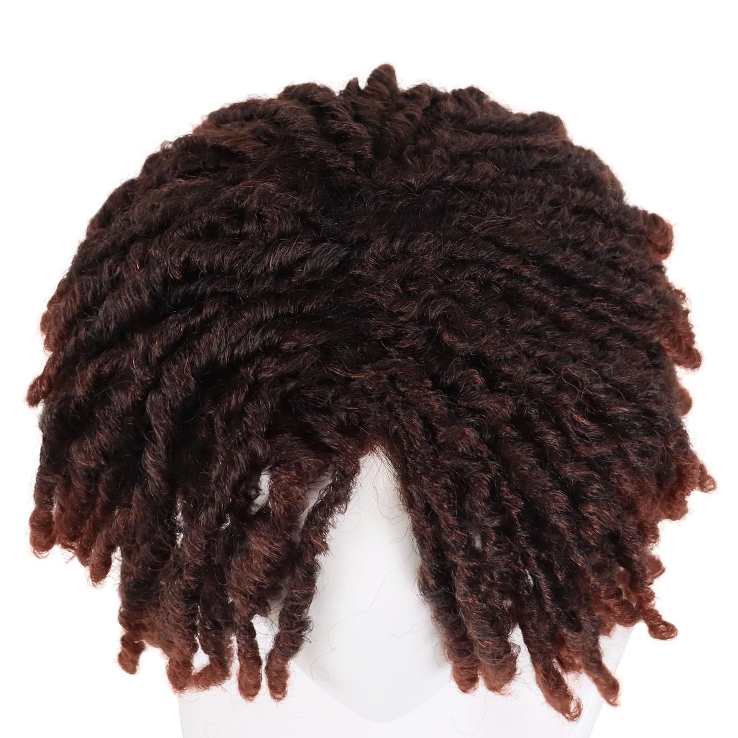 GNIMEGIL Mens Dreadlock Wig Ombre Auburn Curly Hair Cosplay Male Fake Dreads Loc Short Braided Wig with Bangs Realistic Twist Rasta Wigs Funny