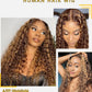ALYOGA Highlight Wig Human Hair- 200 Density HD Deep Wave Lace Front Wigs, 13x6 Curly Human Hair Wig Pre Plucked 32 inch
