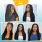 Kalyss HD Full Lace Boho Braided Wigs for Women 360 Lace Front Box Braided Wigs with Baby Hair Black Premium Synthetic Knotless Braid Wig 36"