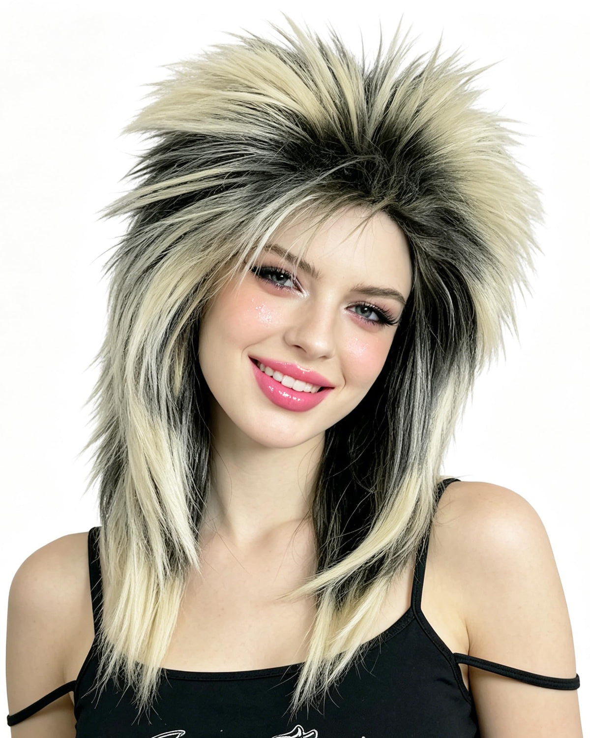 BESTBEL 80s Wig Blonde Mullet Wig for Women Rocker Punk Rocking Diva Wigs