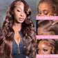 QZOQZO 28 Inch Chocolate Brown Lace Front Wigs Human Hair Pre Plucked 13x6 Body Wave Lace Front Wigs Human Hair 180% Density Colored #4 Light Brown HD Lace Frontal Glueless Wig for Women