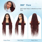 Olymei Criss Cross Knotless Braided Wigs for Black Women Box Braid Wig Braided Lace Front Wigs with Baby Hair Premium Synthetic Lace Front Burgundy Red Box Braided Wig, 36" Full Double Lace