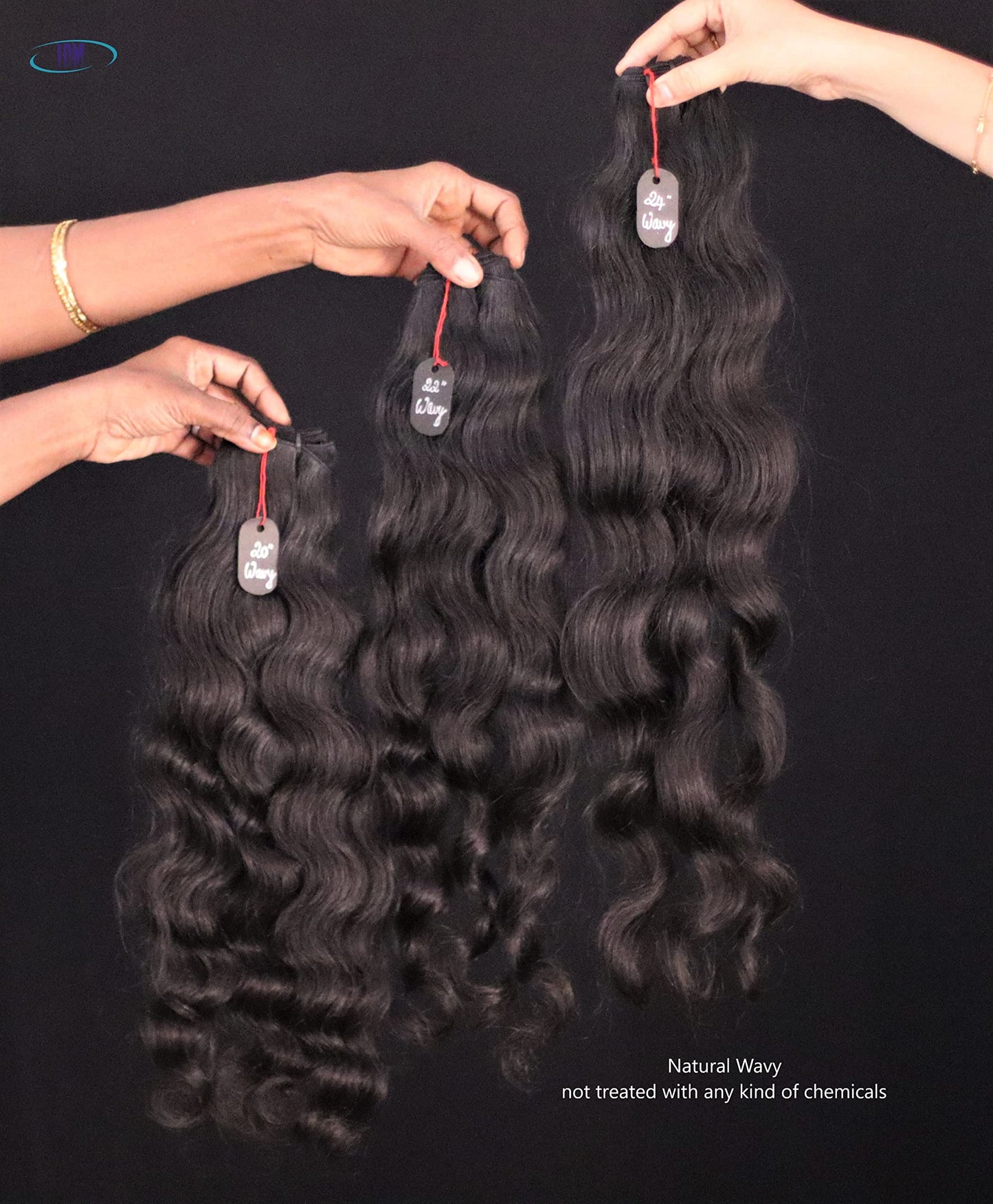IDM INDIA 3 Bundles of 20” 22” 24” Wavy 100% natural Indian virgin temple raw hair extensions unprocessed and not treated with any kind of chemicals. Single donor raw hair weft bundles