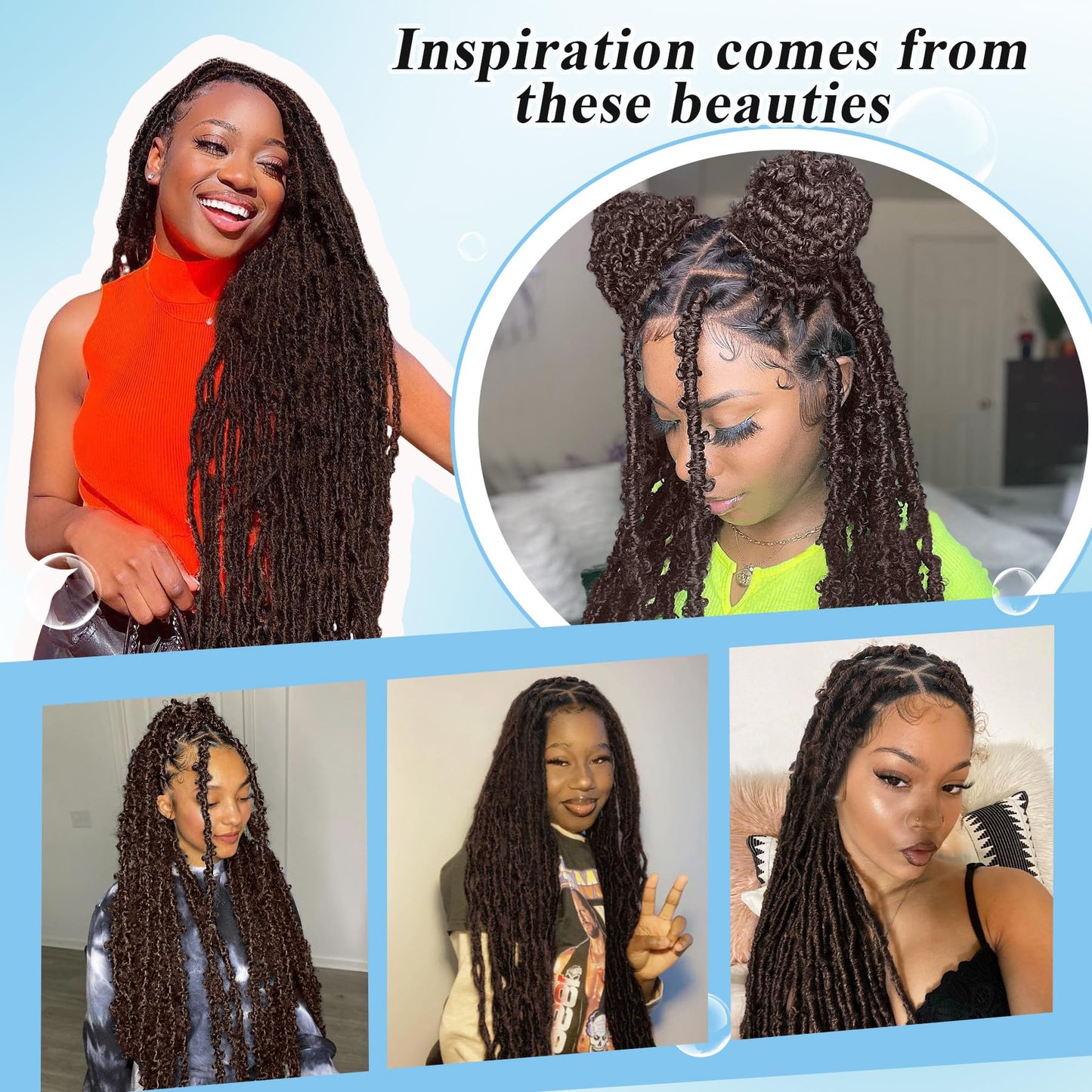 Olymei 48" Super Long Faux Locs Braided Wig Butterfly Knotless Locs Braided Wigs for Women Full Double Lace Front Braided Wigs with Baby Hair Premium Synthetic Lace Frontal Braids Wig Brown