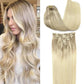 GOO GOO Clip in Hair Extensions Real Human Hair, Remy Human Hair Extensions Clip ins for Women, Natural Human Hair, 14inch 120g 7Pcs, 17/22/60 Balayage Ash Blonde to Golden Blonde and Platinum Blonde