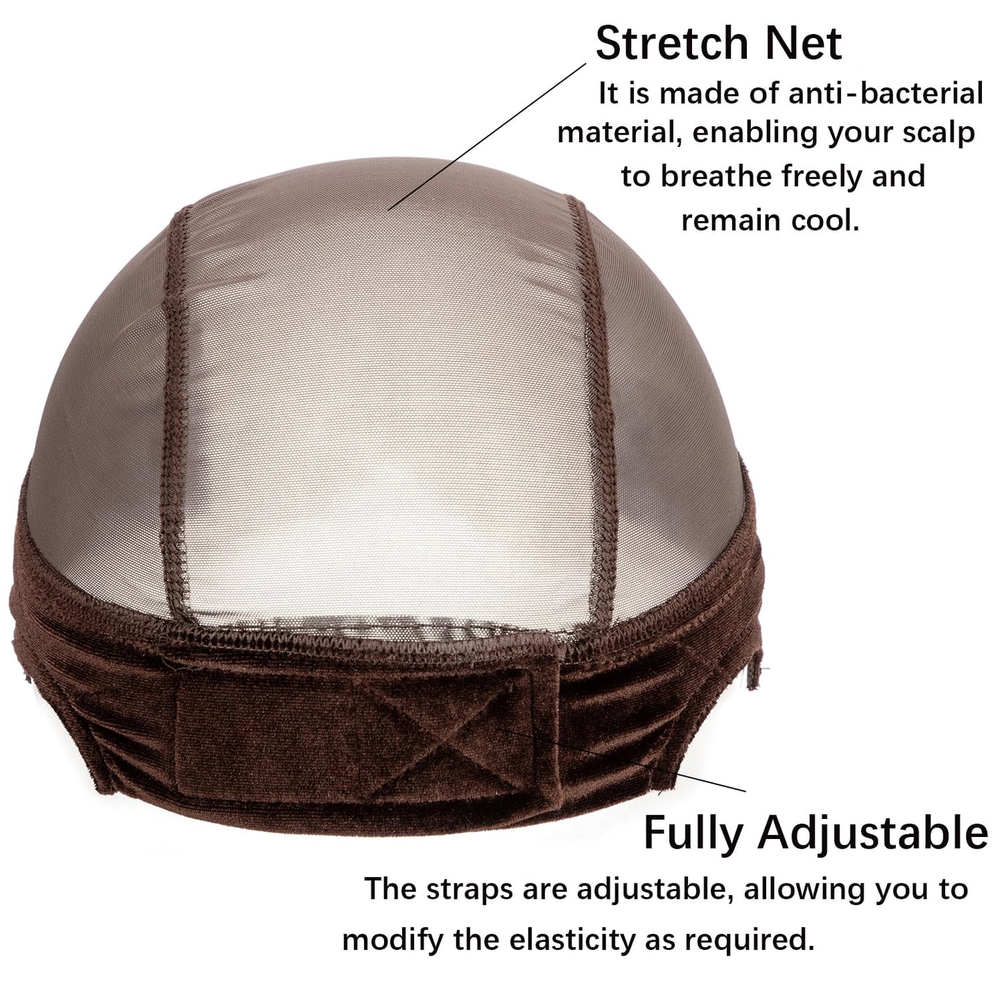 koskusder Lace Wig Caps for Women, Wig Caps with Grip Band for Keeping Wigs in Place, Glueless Wig Grip Cap with 4x5 Transparent Lace Wig Caps, Non-Slip Adjustable Elastic Headband (1pcs-brown)
