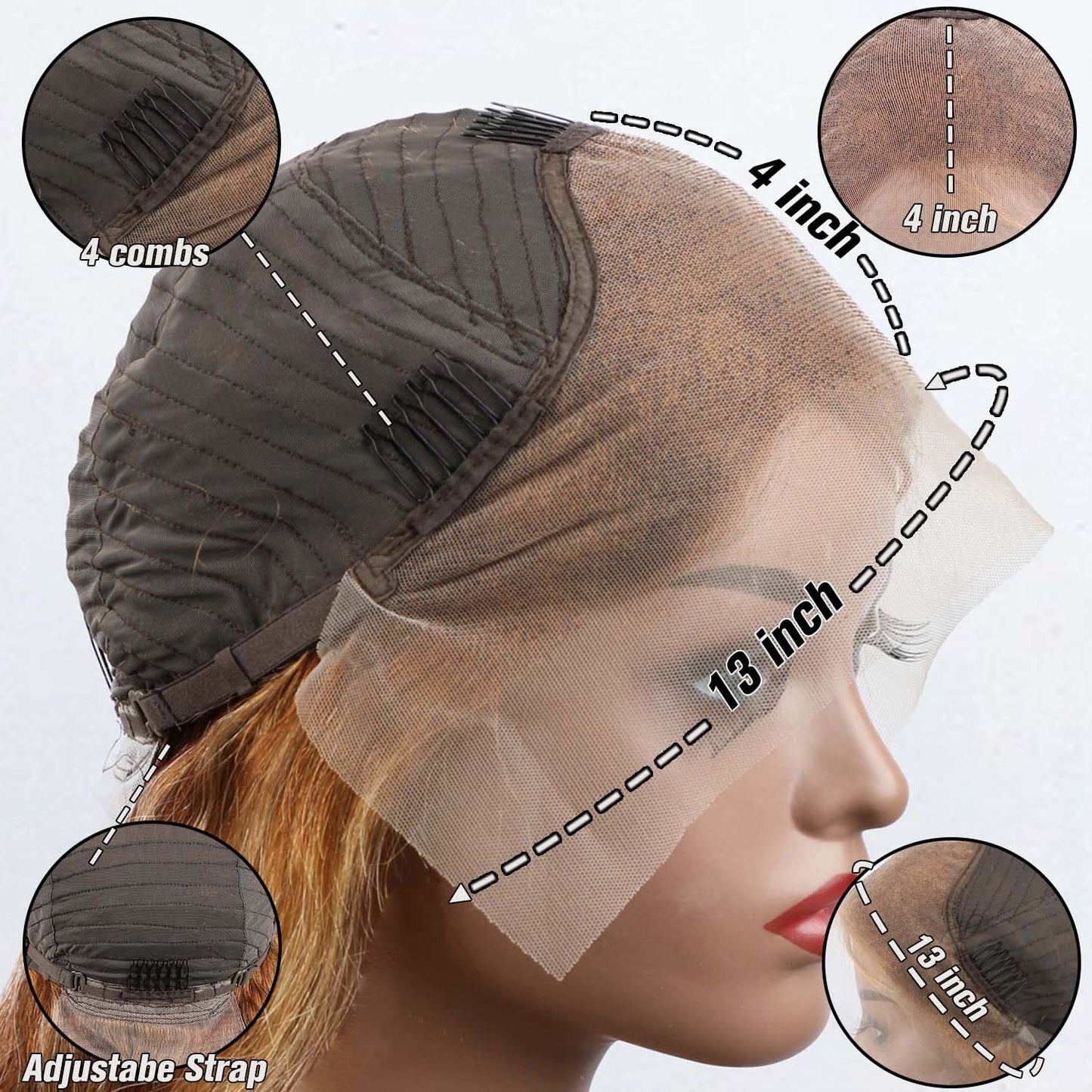 LAPONDAI Highlight Ombre 13x4 HD Lace Front Wig Human Hair Pre Plucked Transparent 4/27 Honey Blonde lace frontal Wigs with Baby Hair 150% Density Colored Lace Front wig Human Hair for Women 28 Inch