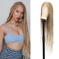 Olymei 360° HD Full Lace Knotless Braided Wigs for Women Box Braid Wig with Baby Hair Premium Synthetic Long Light Brown Ombre Blonde Braided Lace Front Wigs 36"